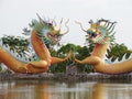 Chinese dragon statue around the pool, Arts cover a combination of style China and Thailand a unique