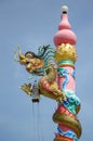 Chinese dragon statue art on post Royalty Free Stock Photo
