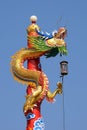 The Chinese dragon statue with blue sky background Royalty Free Stock Photo