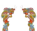 Chinese dragon statue on white background.