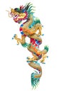 Chinese dragon statue on white background.