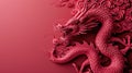 chinese dragon with swirls on red background, red and gold. Royalty Free Stock Photo