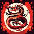 Chinese dragon tattoo. Vector illustration for t-shirt print, poster and other uses. Generative AI Royalty Free Stock Photo