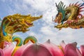 Chinese dragon with Thai King of naga