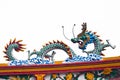 Chinese dragon on top temple roof Royalty Free Stock Photo