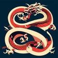 Chinese dragon. Vector illustration of a stylized Chinese dragon isolated on a dark background. generative AI