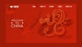 Chinese dragon website design, vector illustration. Travel agency landing page template, welcome to China. Asian