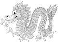 Chinese dragon in zentangle style. Adult antistress coloring page