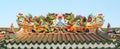 Chinese dragons on a temple roof in Thailand Royalty Free Stock Photo