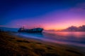 Sand trapped ship in Kollam Beach Royalty Free Stock Photo