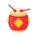 Chinese drum. A drum and sticks used to make a loud sound. Celebrating Chinese New Year