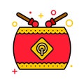 Chinese drum vector, Chinese New year filled icon