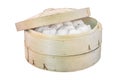 Chinese dumpling in a bamboo steamer box Royalty Free Stock Photo