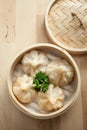 Chinese dumpling in a bamboo steamer box Royalty Free Stock Photo