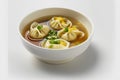 Chinese dumplings in a bowl on a white background. 3d rendering