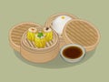 Chinese dumplings and bun illustration