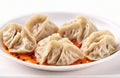 Chinese dumplings, cut out on white background Royalty Free Stock Photo