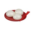 Chinese Dumplings on Plate with Chopsticks 3D Icon Royalty Free Stock Photo