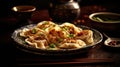 Chinese dumplings on plate. Generative AI Royalty Free Stock Photo