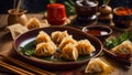 Chinese dumplings, soy sauce