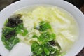 Chinese Egg soup in a white plate