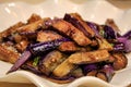 Chinese eggplant in garlic sauce, pan fry eggplant. Chinese cuisine. Royalty Free Stock Photo