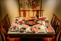 Chinese Eight Immortals Table Traditional Beef Hot Pot Cuisine and Ingredients Royalty Free Stock Photo