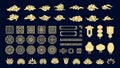 Chinese elements. Oriental ornaments, lanterns, asian korean clouds and lotus flowers vector set Royalty Free Stock Photo