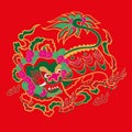 Chinese embroidery lion pattern