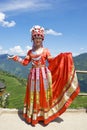 Chinese Ethnic Girl in Traditional Dress