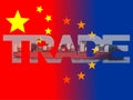 Chinese EU flags with trade text illustration Royalty Free Stock Photo