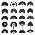 Chinese fan. Beautiful japanese hand paper fan vector authentic illustrations