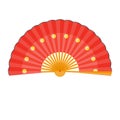 Chinese fan illustration. Folding fan isolated on white background