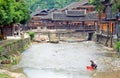 Chinese farmers washing up on the river