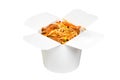 Chinese fast food dish in white paper box