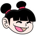 Chinese Female Head Emoticon laugh happily, doodle icon image kawaii