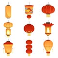 Chinese festival lanterns. China street asian chinatown wedding paper lanterns vector cartoon symbols isolated Royalty Free Stock Photo