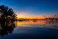 Chinese fish nets during sunrise Royalty Free Stock Photo