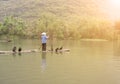 A Chinese fishermen and cormorants