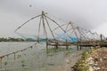 Chinese fishing nets at beach, India