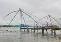 Chinese fishing nets at beach, India