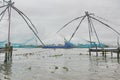 Chinese fishing nets at beach, India