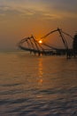 Chinese Fishing Nets at Sunset Royalty Free Stock Photo