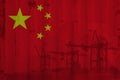 Chinese flag on container sheet