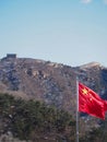 Chinese Flag at Great Wall of China Royalty Free Stock Photo