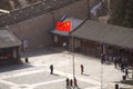 The Chinese Flag Outside The Great Wall of China Royalty Free Stock Photo