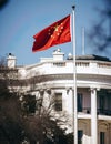 Chinese flag at the White House in Washington DC. China taking the lead in economy over the US. Generative Ai image Royalty Free Stock Photo