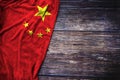 Chinese Flag on Wood Background for Martyrs Day, National Day, Labor Day Royalty Free Stock Photo