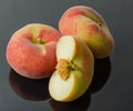 Chinese flat peaches with half Royalty Free Stock Photo