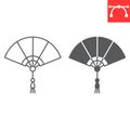 Chinese folding fan line and glyph icon